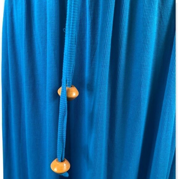 Berlin Black Label USA Maxi Skirt Aqua Blue Ribbed Jersey Knit Size Large - Picture 5 of 9